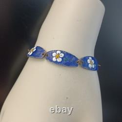 Vintage Dutch Enamel Bracelet Blue Floral Lynx Links by Rolf Neyman Holland Art Vintage Dutch Enamel Bracelet Blue Floral Lynx Links by Rolf Neyman Holland Art