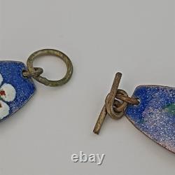 Vintage Dutch Enamel Bracelet Blue Floral Lynx Links by Rolf Neyman Holland Art