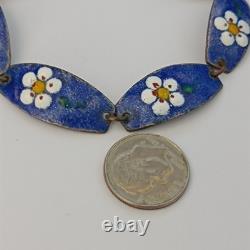 Vintage Dutch Enamel Bracelet Blue Floral Lynx Links by Rolf Neyman Holland Art