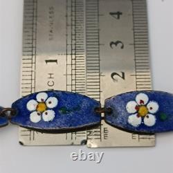 Vintage Dutch Enamel Bracelet Blue Floral Lynx Links by Rolf Neyman Holland Art