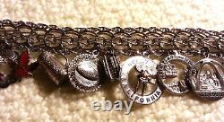 Vintage ELCO Sterling Silver Charm Bracelet & Large Charms, 7.5, Heavy, Kinney