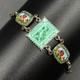 Vintage Egyptian Revival Panel Bracelet Silver Enamel Sphinx Ankh 6.5