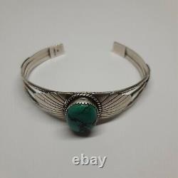Vintage Elegant Mexico Sterling Silver 925 Turquoise Bead Bracelet, Mexico Cuff