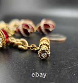 Vintage Enamel Egg Charm Bracelet Earrings Set 0109