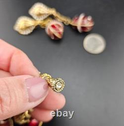 Vintage Enamel Egg Charm Bracelet Earrings Set 0109