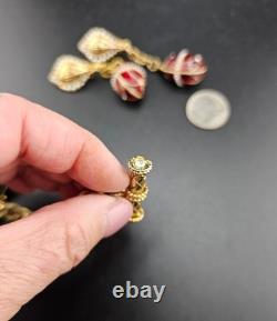 Vintage Enamel Egg Charm Bracelet Earrings Set 0109