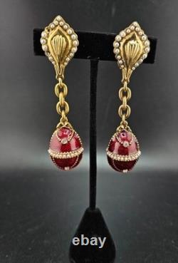 Vintage Enamel Egg Charm Bracelet Earrings Set 0109