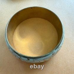 Vintage Enamel Floral Rhinestone Hinged Bangle Lot Boho Retro Statement