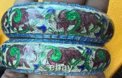 Vintage Enamel elephants on sterling silver bangle bracelet READ Vintage Enamel elephants on sterling silver bangle bracelet READ