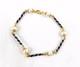 Vintage Fabor 18k Cobalt Blue Enamel Swirl And Akoya Pearl Gemstone Bracelet