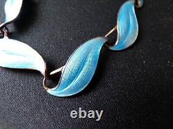 Vintage Finn Jensen Norway Sterling Blue Enamel Leaf Linked Bracelet