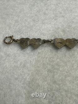 Vintage Finn Jensen Norway Sterling Silver Blue Enamel Double Heart Bracelet