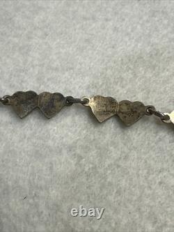 Vintage Finn Jensen Norway Sterling Silver Blue Enamel Double Heart Bracelet