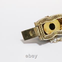 Vintage Gilt Chinese Export Silver, Turquoise & Cloisonné Enamel Bracelet
