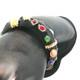 Vintage Gold Tone Black Enamel Bracelet Multicolor Gemstone Ornate Design