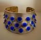 Vintage Grete Prytz Kittelsen J. Tostrup Norway 925 Blue Enamel Cuff Bracelet