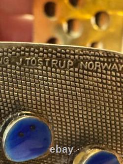 Vintage Grete Prytz Kittelsen J. Tostrup Norway 925 Blue Enamel Cuff Bracelet