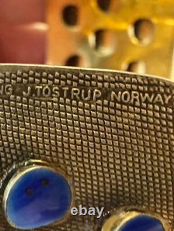 Vintage Grete Prytz Kittelsen J. Tostrup Norway 925 Blue Enamel Cuff Bracelet