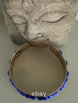 Vintage Grete Prytz Kittelsen J. Tostrup Norway 925 Blue Enamel Cuff Bracelet
