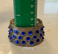 Vintage Grete Prytz Kittelsen J. Tostrup Norway 925 Blue Enamel Cuff Bracelet