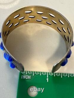 Vintage Grete Prytz Kittelsen J. Tostrup Norway 925 Blue Enamel Cuff Bracelet