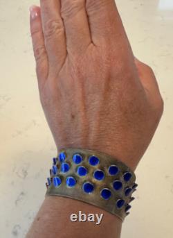 Vintage Grete Prytz Kittelsen J. Tostrup Norway 925 Blue Enamel Cuff Bracelet