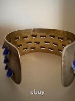 Vintage Grete Prytz Kittelsen J. Tostrup Norway 925 Blue Enamel Cuff Bracelet