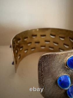 Vintage Grete Prytz Kittelsen J. Tostrup Norway 925 Blue Enamel Cuff Bracelet