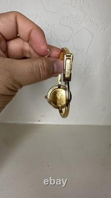 Vintage Gucci 11/12.2 Blue Enamel Gold Tone Bangle Watch Swiss Made Untested