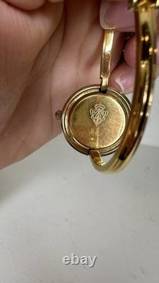 Vintage Gucci 11/12.2 Blue Enamel Gold Tone Bangle Watch Swiss Made Untested