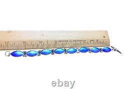 Vintage Guilloche Sterling Silver Enamel Bracelet