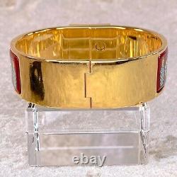 Vintage HERMES Clic Clac Bangle Bracelet Red Enamel Perfume Bottle Gold GM withBox