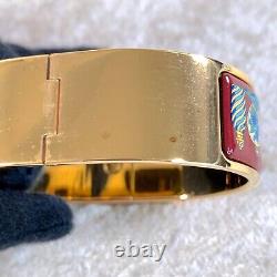 Vintage HERMES Clic Clac Bangle Bracelet Red Enamel Perfume Bottle Gold GM withBox