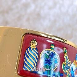 Vintage HERMES Clic Clac Bangle Bracelet Red Enamel Perfume Bottle Gold GM withBox