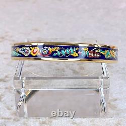 Vintage HERMES Enamel Bangle Bracelet Blue Enamel Perfume Bottles Gold 65 withBox