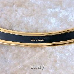 Vintage HERMES Enamel Bangle Bracelet Red & Navy Enamel Gold Rim Size 70