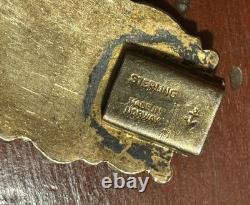 Vintage Hans Myhre Sterling Silver Blue Floral Guilloche Enamel Bracelet 8