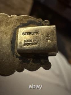 Vintage Hans Myhre Sterling Silver Blue Floral Guilloche Enamel Bracelet 8