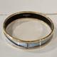 Vintage Hermes Bangle Bracelet Beige Brown Blue Cloisonn&eacute; Enamel Gold Rim Nice