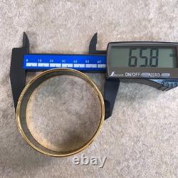 Vintage Hermes Bangle Bracelet Black Blue Enamel Hand Fan Gold Rim 65 withCase