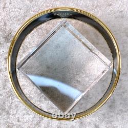 Vintage Hermes Bangle Bracelet Blue Enamel Oriental Hair Brush Gold Rim Size 70