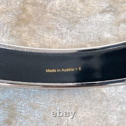 Vintage Hermes Bangle Bracelet Blue Enamel Silver Rim Size 65 with Case