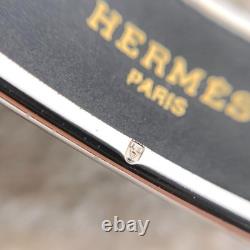 Vintage Hermes Bangle Bracelet Blue Enamel Silver Rim Size 65 with Case