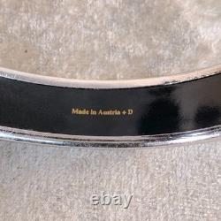 Vintage Hermes Bangle Bracelet Blue Enamel Snowflakes Silver Rim Size 65 withCase