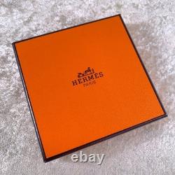 Vintage Hermes Bangle Bracelet Blue Enamel Snowflakes Silver Rim Size 65 withCase