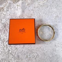 Vintage Hermes Bangle Bracelet Brazil Blue Enamel with Gold Rim 65 with Case