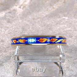 Vintage Hermes Bangle Bracelet Brazil Blue Enamel with Gold Rim 65 with Case