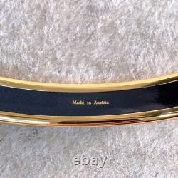 Vintage Hermes Bangle Bracelet Brazil Blue Enamel with Gold Rim 65 with Case