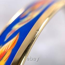 Vintage Hermes Bangle Bracelet Brazil Blue Enamel with Gold Rim 65 with Case