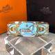 Vintage Hermes Bangle Bracelet Light Blue Enamel Horse Silver Rim Size 65 Withbox